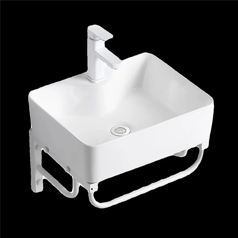 Stainless Steel White Bracket Washbasin, Small Unit Bathroom, Balcony Washbasin, Ceramic Simple Wall Hanging Washbasin