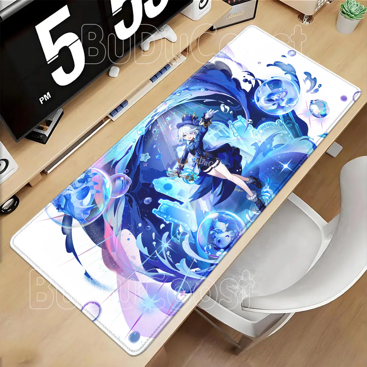 New HD Printing Pretty Genshin Impact Furina Anime XXL Mousepad Office Kawaii Girl Desk Mat Keyboard Mouse Pad Mice Mat Carpet