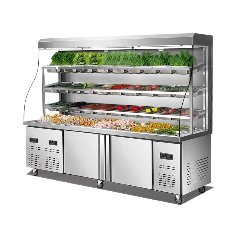 

Malatang Display Cabinet Refrigerated Double Temperature Commercial Full Set of Dishes Fresh-keeping Cabinet Hot Pot A la carte