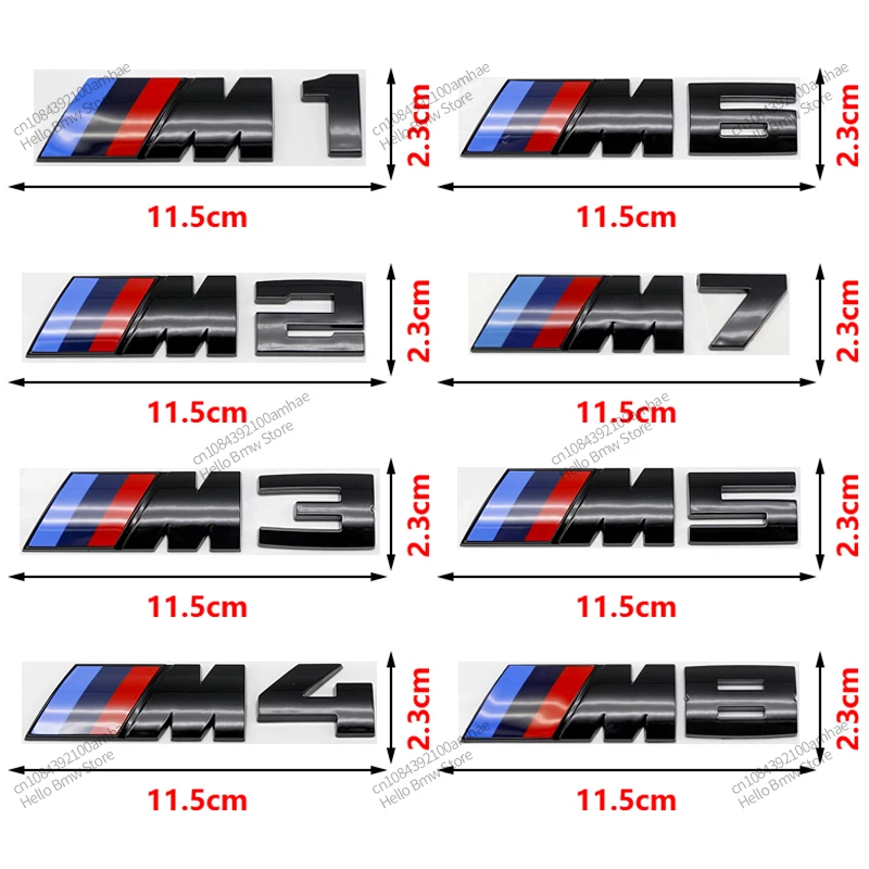 3D Rear Trunk Emblem Badge Logo Car Sticker BMW E46 E60 E64 F10 F20 F30 F06 F12 F13 E90 E92 E93 F80 F82 F87 M1 M2 M3 M4 M5 M6 M8