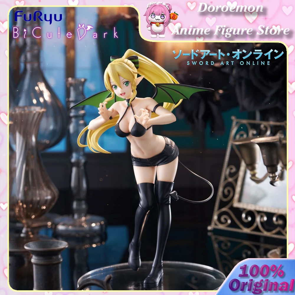 

In Stock Original Furyu Bicute Dark Sword Art Online Leafa Kawaii Anime Demon Girl Figures Table Home Decoration Model Toys