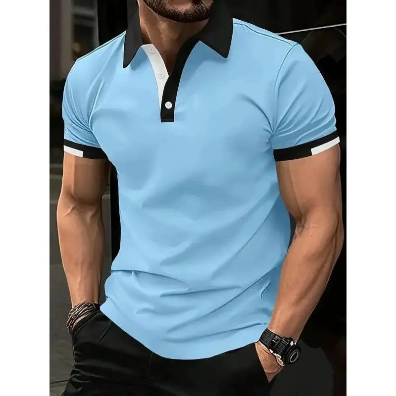 Men's Fashion Solid Color Polos T-Shirts Summer Short Sleeve 3D Printed Street Male POLO Tee 6XL Plus Size Casual Tops Pullovers image 4