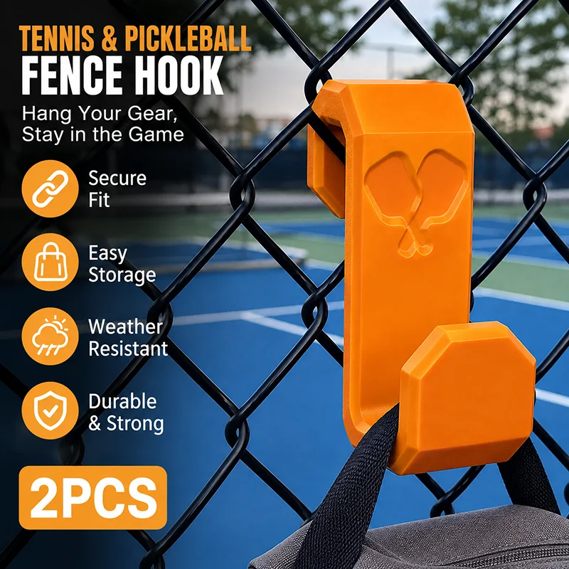 2Pcs Tennis Pickleball Fence Hooks Synthetic Resin Bag Hangers Easy Storage for Outdoor Courts Sports Bags Players Gear Use