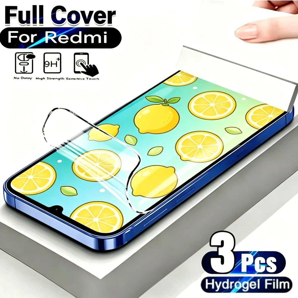 

3Pcs Full Cover Hydrogel Film for Redmi 15C 14C 13C 12C 10A Screen Protector for Redmi Note 15 14 13 Pro Plus 12 11 Pro 14S 12S