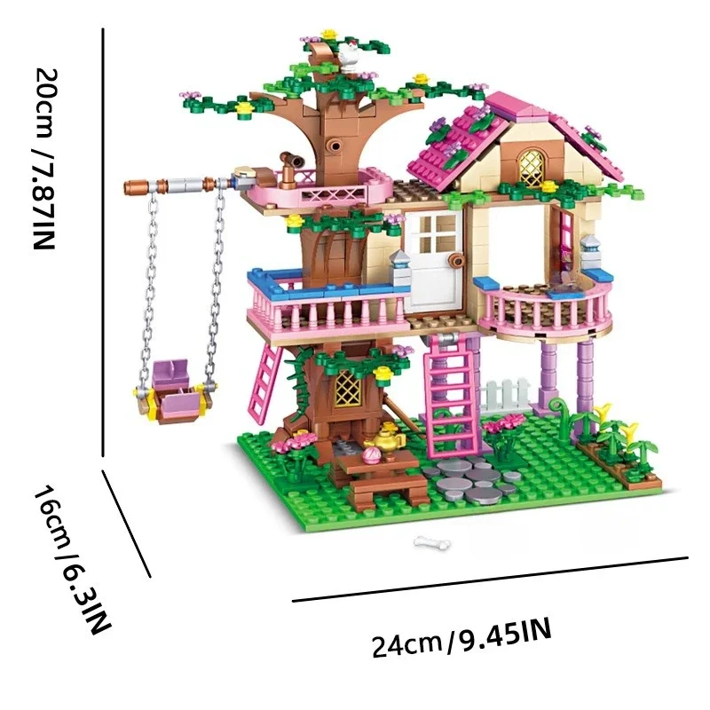 504 Uds. Casa de ciudad de amigos, Villa de vacaciones de verano, apartamento, conjuntos de bloques de construcción, figuras, juguete DIY para chico y niña, regalos de regreso a la escuela