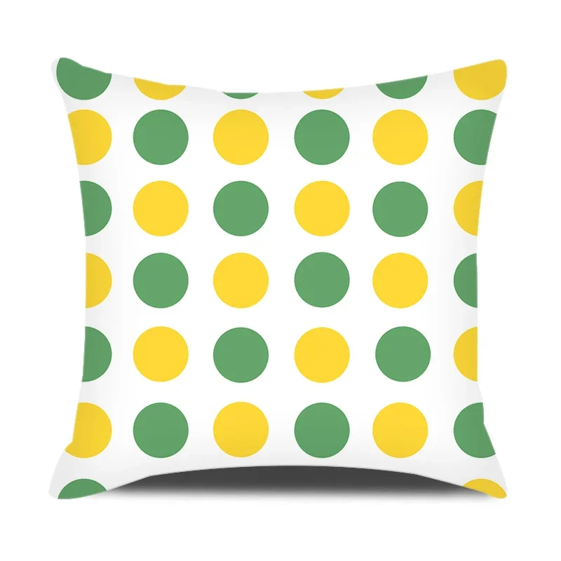 Green Yellow Plaid throw pillow cover with short plush print for living room sofa decoration cushion cover pillow covers