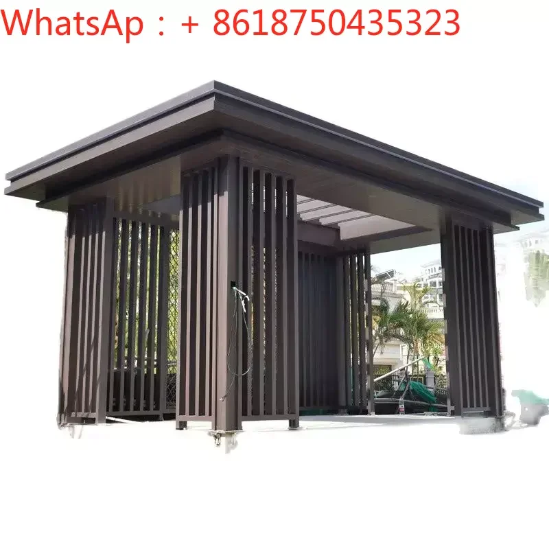 New Chinese aluminum alloy pavilion villa courtyard garden leisure flat top pavilion roof outdoor four corner pavilion