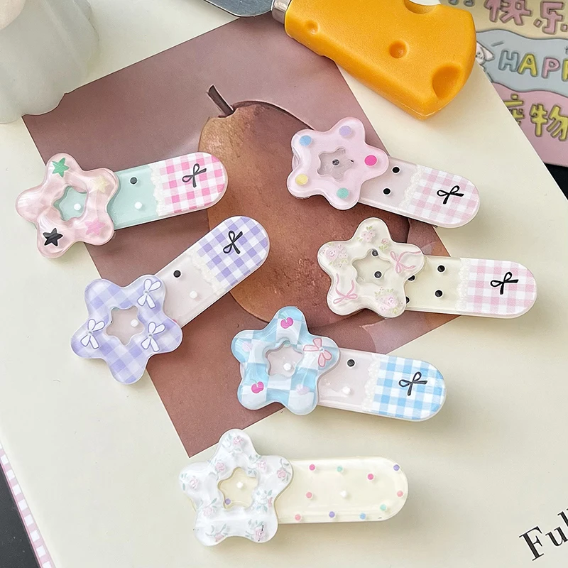 1Pcs Cartoon Cute Star Acrylic Hair Clip Women Girls Sweet Hairpins Side Bangs Clip Barrettes Versatile Hair Accessories Gifts