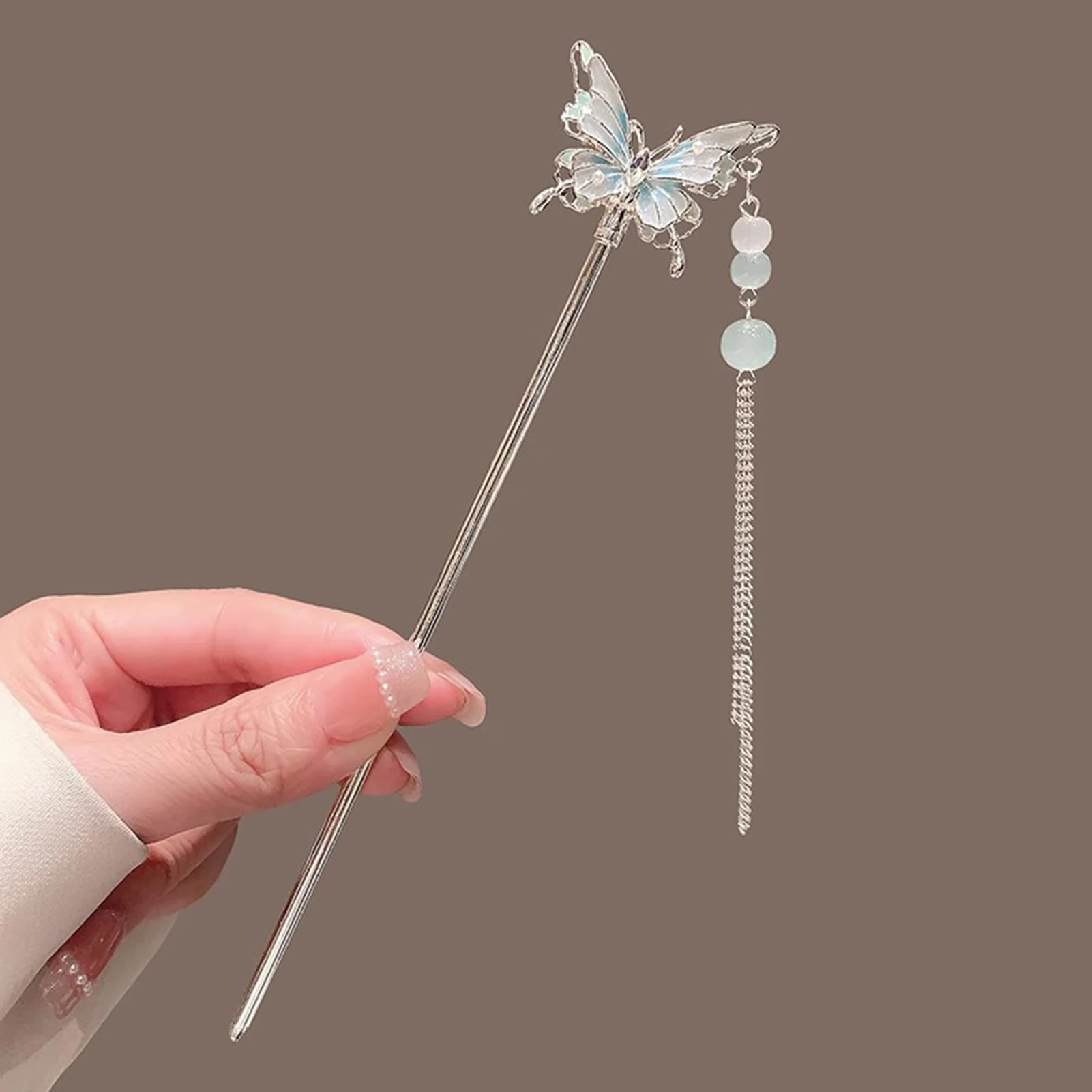 Chinese Hanfu Butterfly Hair Stick Chopsticks For Women Hair Accessories Long Tassel Metal Hairpin Retro Cheongsam Hair Jewelry