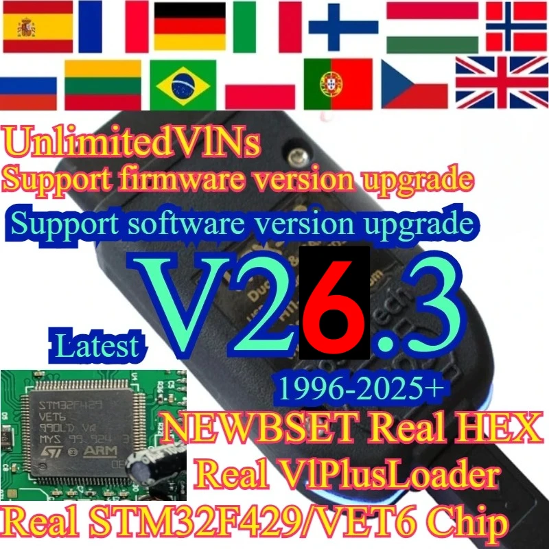 NEWBest V26.3 Update Unlimits VINs HEX Real V2 V25.3 Online Hardware Usb Interface For VaG COM Diagnostic VcdS Tool VET6 2025+
