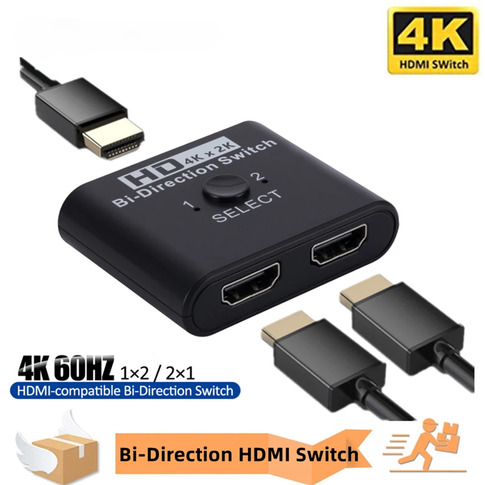 

2 Ports 4K x 2K HDMI Switcher Bi-Direction 2x1 HDMI Splitter For Laptop/TV Box/Macbook To Monitor Projector 2 in 1 out Converter