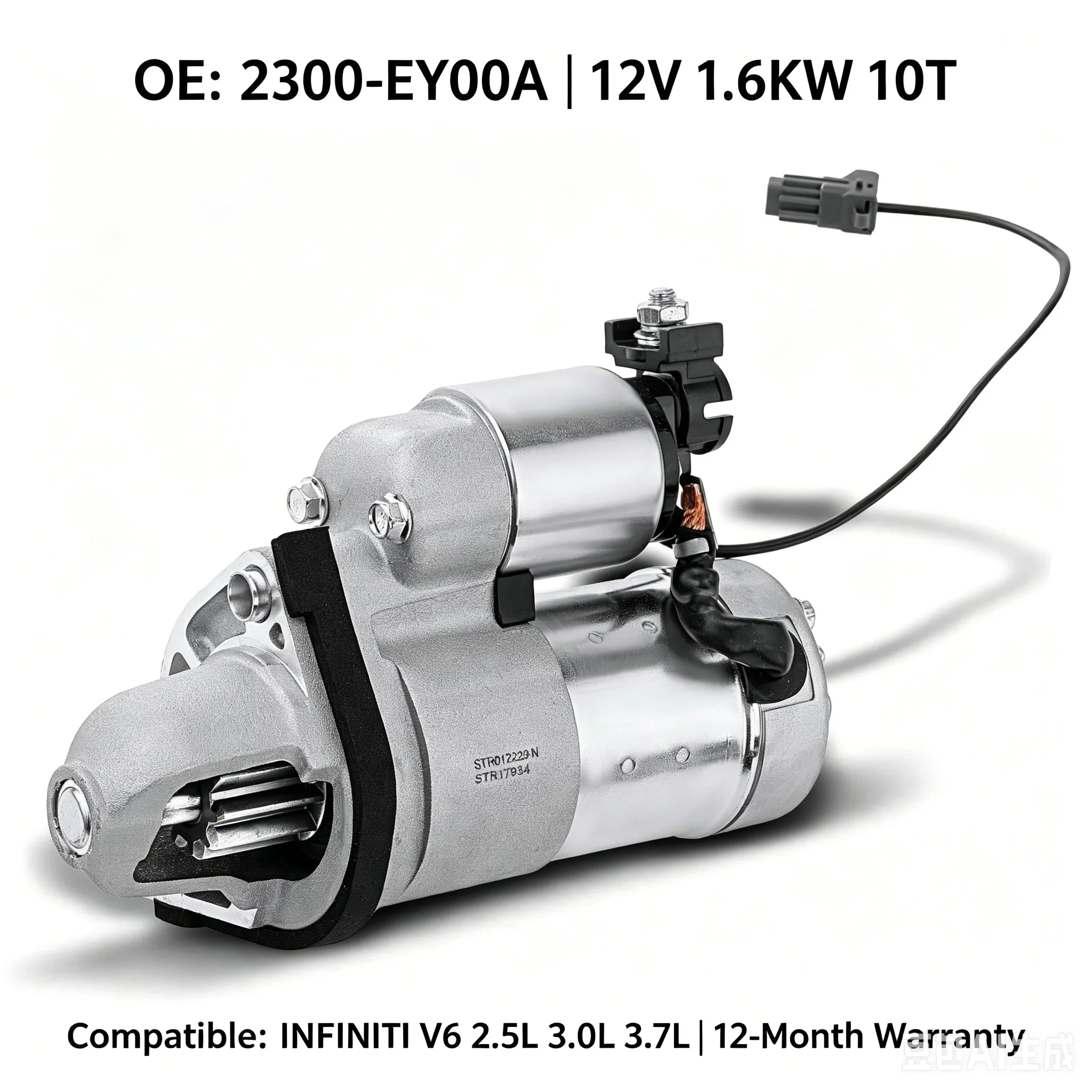 

Starter Motor Fit For 370Z G37 Q50 Q60 3.7L V6 12V 1.6KW 10T OE#23300-EY00A 23300-EY00C EY00E EY00F