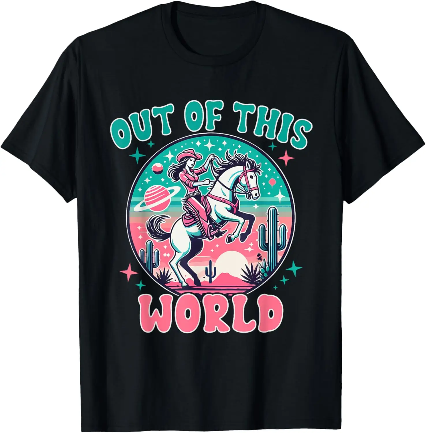 

Space Cowgirl Outfit Cosmic Costume Galactic Western Riding T-Shirt