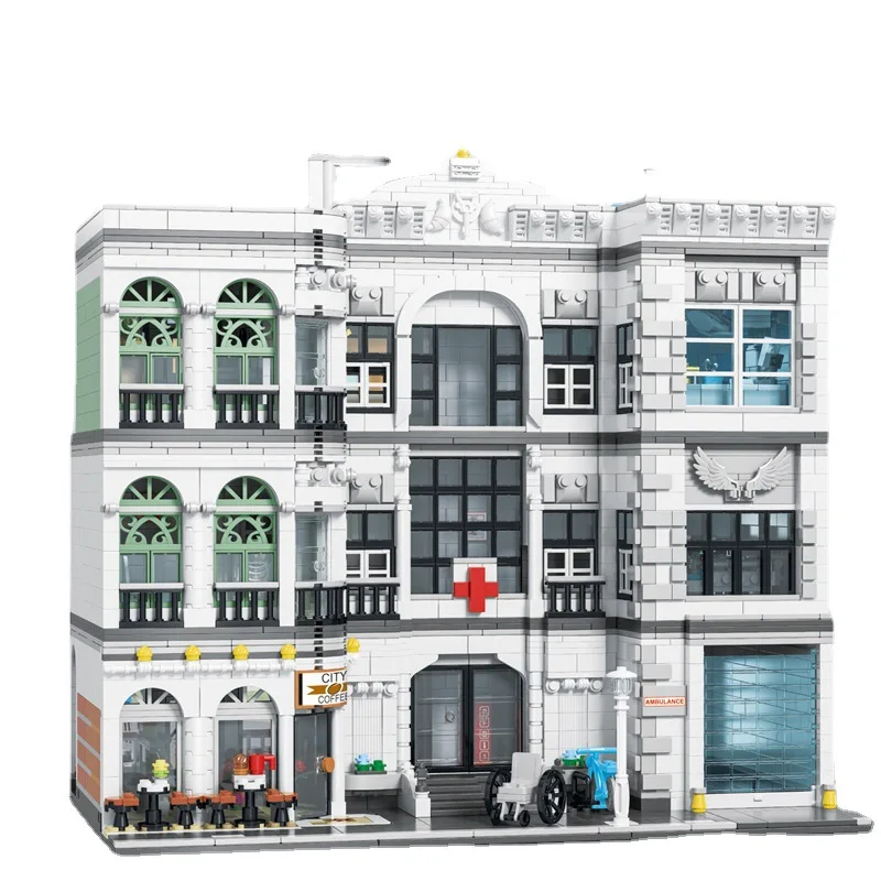 

Street View Series Hospital Ambulance Building Model Toy Small Particle Educational Snap Blocks Construction Playset NO.UG10188