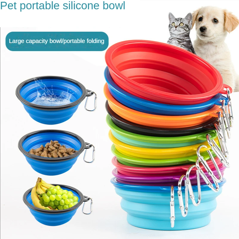 350/1000ml Pet Folding Silicone Bowl Outdoor Travel Portable Puppy Food Container Feeding and Drinking Bowl