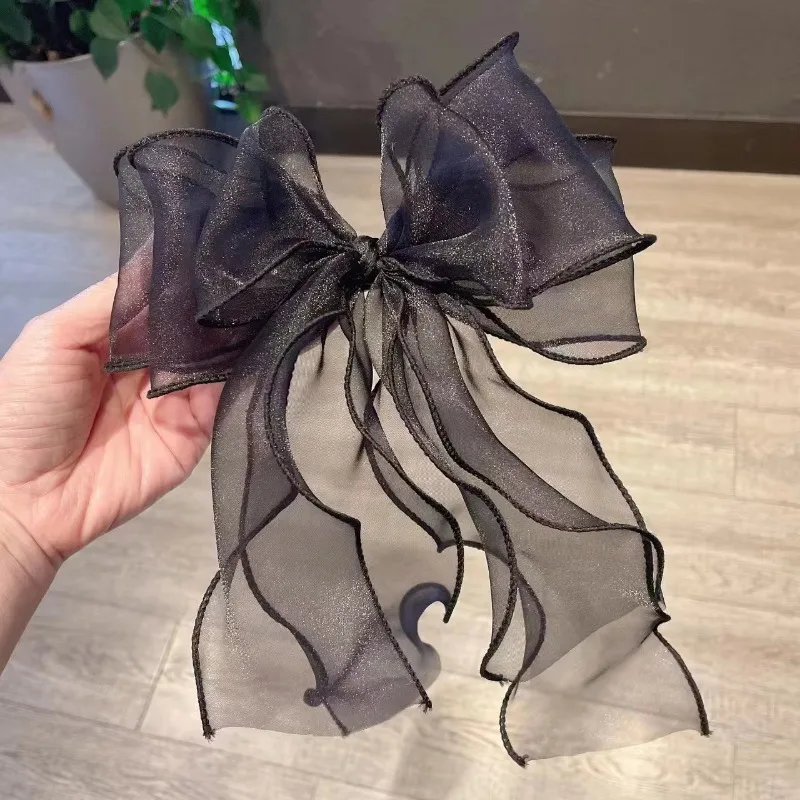 

6pcs Sweet Chiffon Bow Ponytail Clips Girls Bows Hair Clip Ribbon Barrette Hairpin Grip Ponytail Clip Headwear