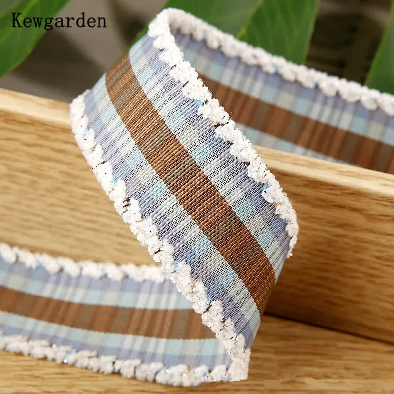 Kewgarden DIY Bow Brooch Accessories Handmade Tape Hair Fringe Stripe Plaid Ribbon 1