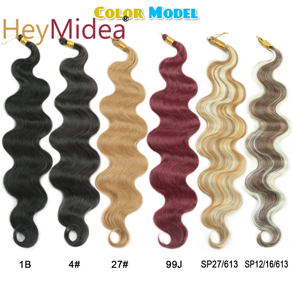 الجسم موجة الكروشيه الشعر 24 بوصة الاصطناعية ضفائر شعر ذيل حصان شعر مستعار متموج أومبير وصلات شعر أشقر شعر مموج المياه العميقة