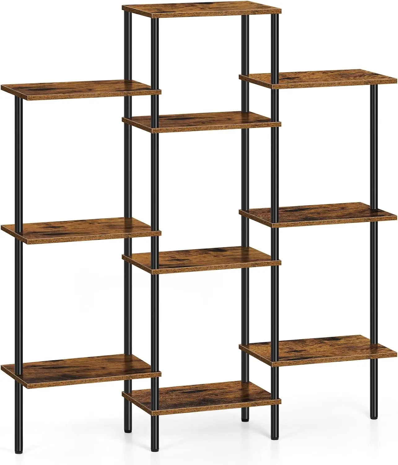 Four story S-shaped side table, open bookshelf, made of waterproof medium density fiberboard and thick metal tube