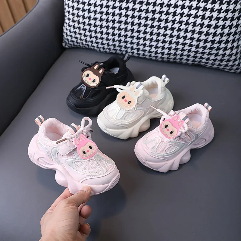 Sanrio primavera labubu crianças moda meninas velcro sapatos da criança meninos tênis novo leve antiderrapante sapatos casuais de sola macia