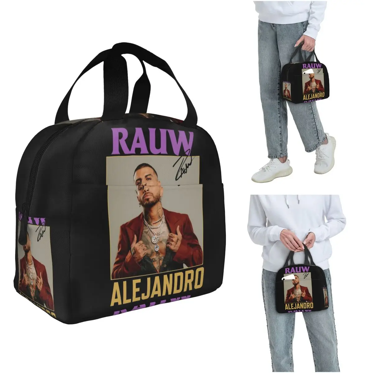 

Rauw Alejandro винтажная изолированная сумка для обеда с подписью для детей, школьный холодильник, термоящик для еды, сумка-тоут, ланч-боксы, контейнер