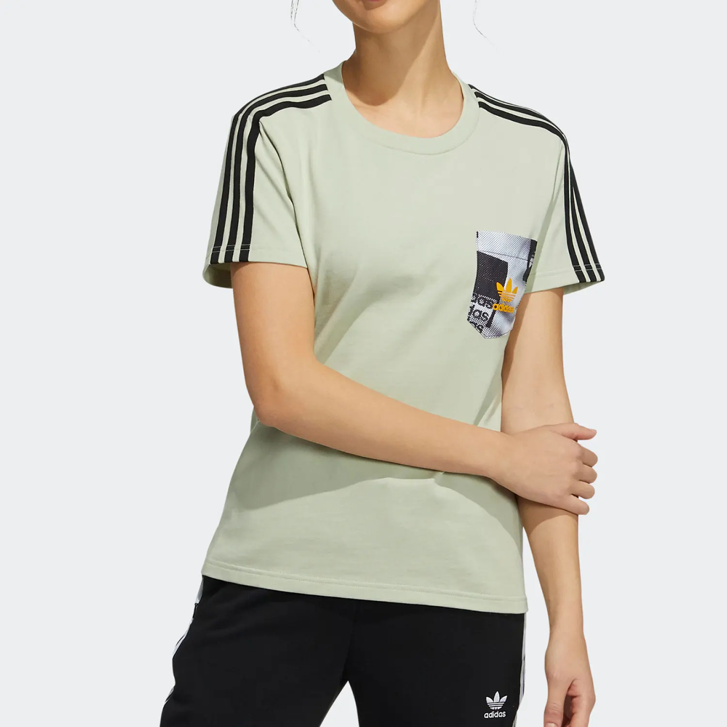 

Оригинальная женская повседневная спортивная футболка Adidas с короткими рукавами, новая сезонная коллекция, HA1491