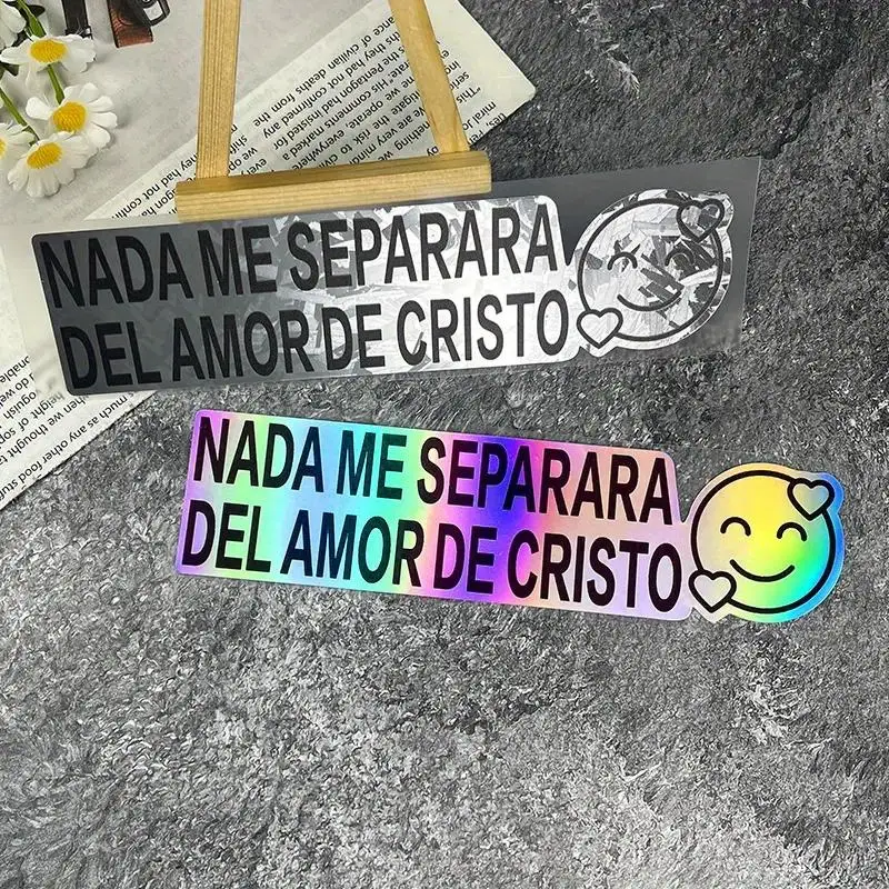 Christ Love Christian Quote Sticker Spanish Text Holographic Vinyl Decal Waterproof Car Window Auto Decor Motorcycle Laptop