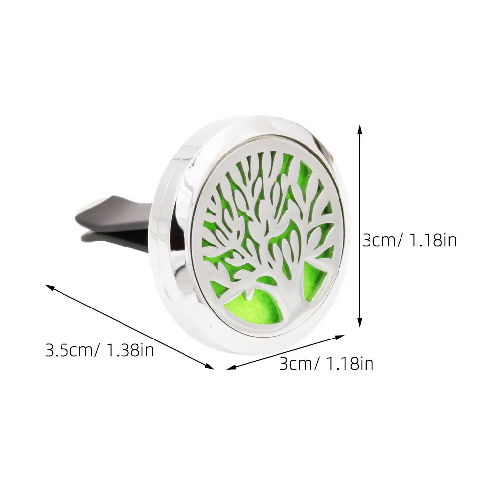 Creative Tree Pattern Car Essential Oil Diffuser Vent Clip Stainless Steel Aromatherapy Diffuser Locket Random Color Car Perfume