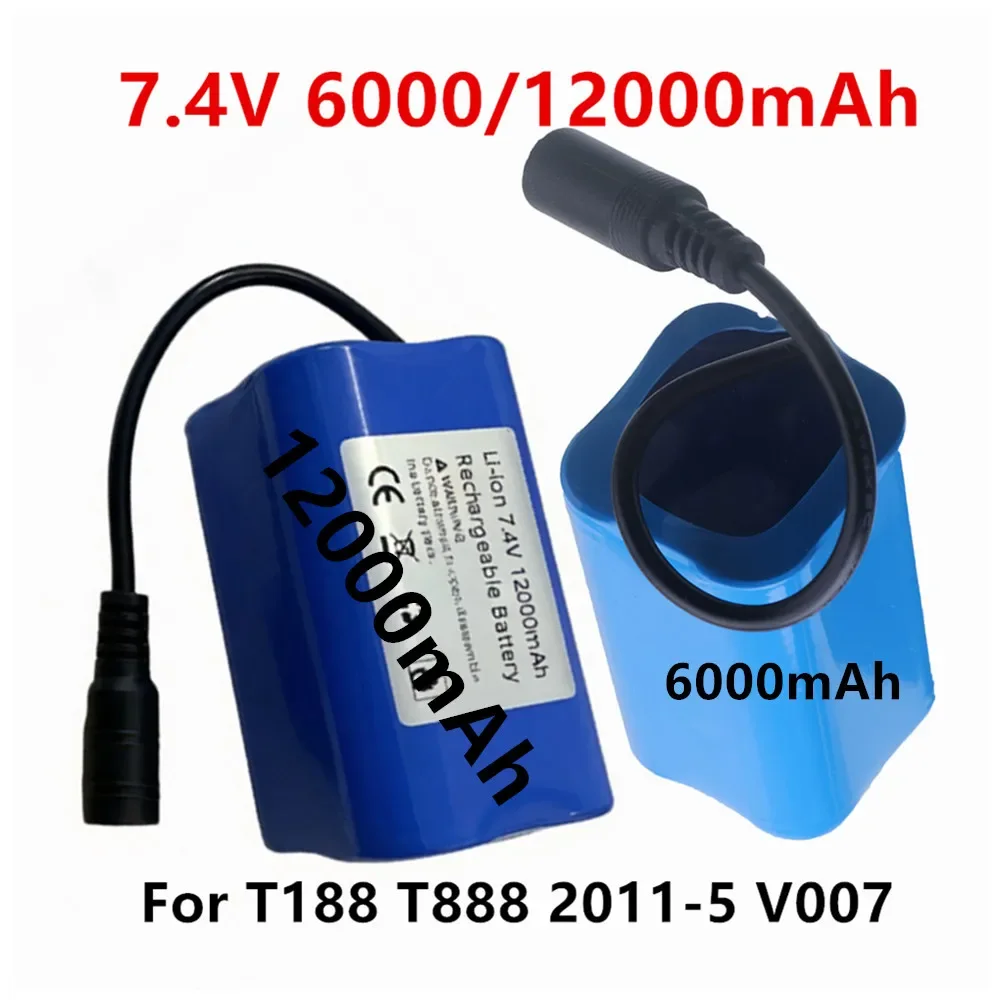 7.4V battery 6000mah/12000mah for T188 T888 2011-5 Remote Control toys Fish Finder Fishing Bait Boat Parts