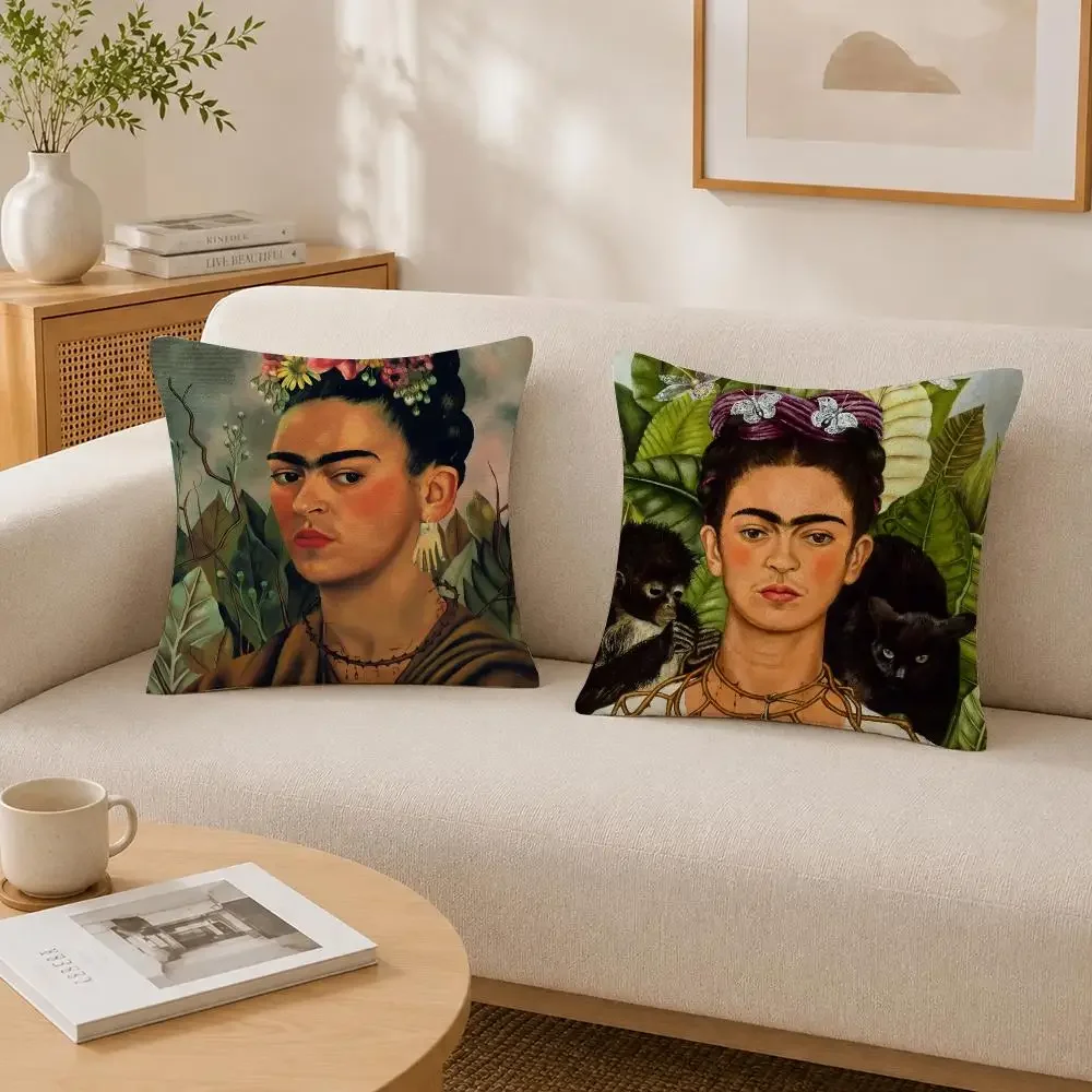 Artist Frida Kahlo Cushion Cover Soft Fluffy Short Plush  Pillow Case Throw Decorative for Sofa Bedroom Home Decor