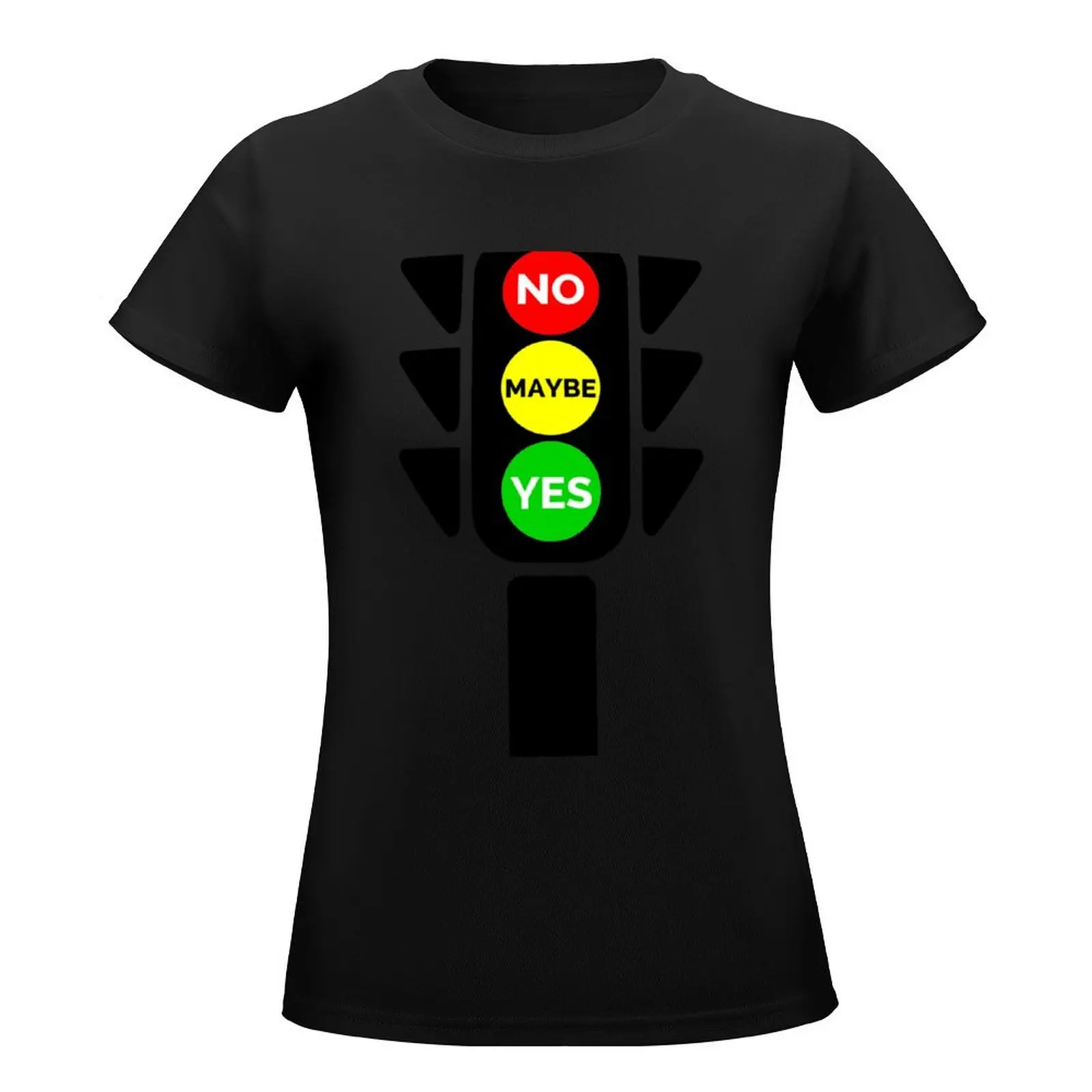 Traffic lights yes no maybe T-Shirt korean fashion female cute clothes summer clothes tight shirts for Women