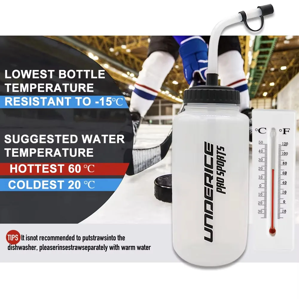 Botella de agua de Hockey sobre hielo UNDERICE, juego de 5 uds., botella de agua deportiva sin BPA, boca larga/tubo doblado/accesorios de Hockey de boca corta