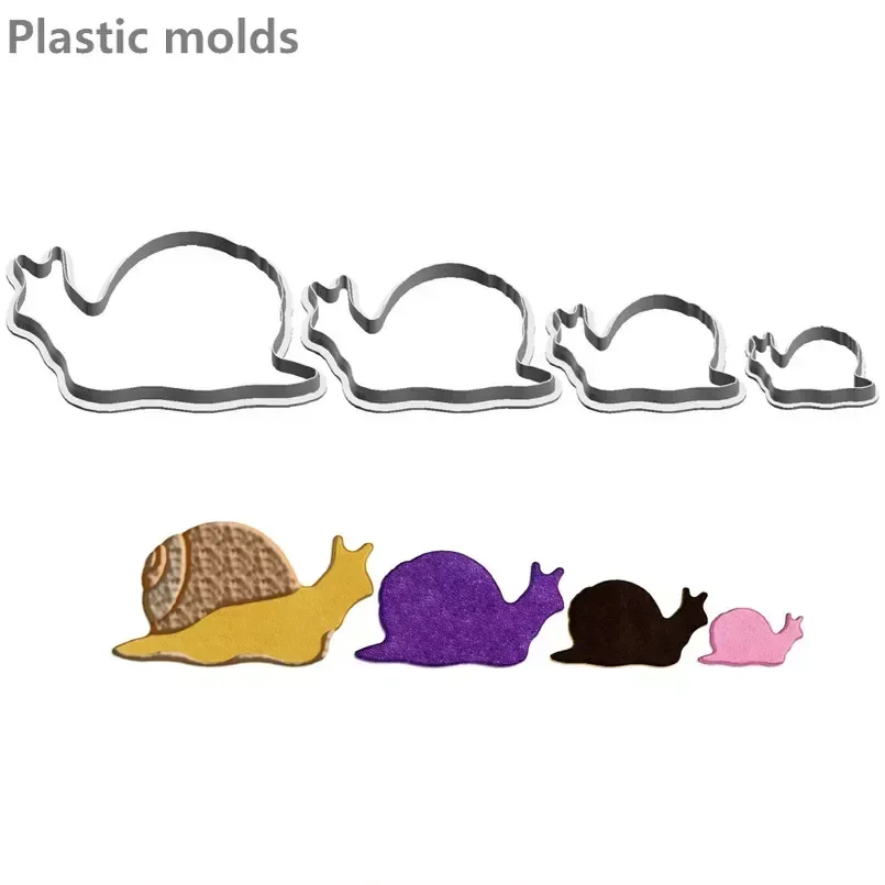 Four Specification Cartoon Animals Graphics African Giant Snail,Plastic Mold,Cake Fondant Tools,Cookie Sushi and Fruits Cutters