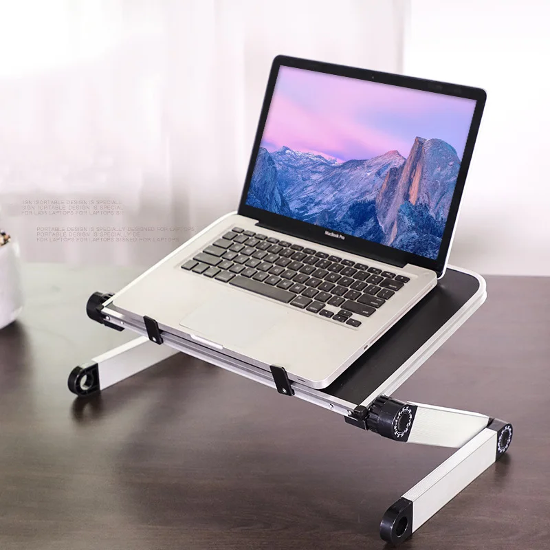 Aluminum Alloy Portable Folding Desk Bed Table Stand Ergonomic Notebook Laptop Computer Mount Holder for 11-17 Inch Notebook PC