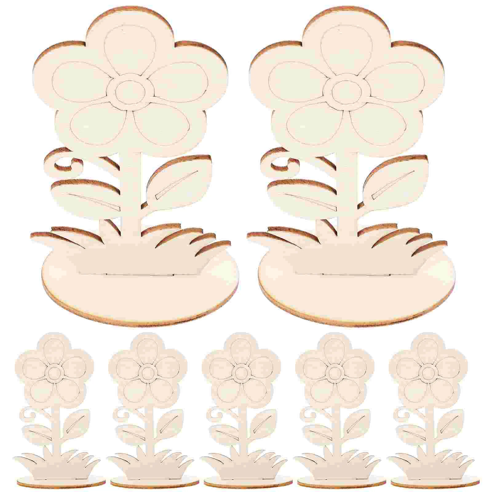 12 Pcs Manual Painted Flower Ornaments Mother Toy Cutouts Wood House Supplies