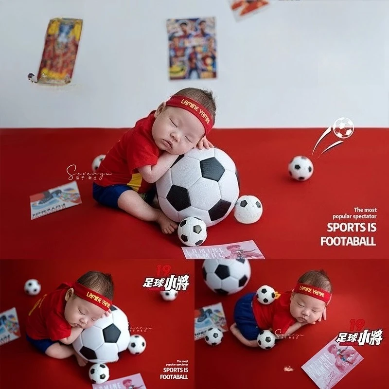 

Newborn Photography Accessories Props Sports Football Outfit Set Backdrop Balls Decorations for Studio Photoshoot Photo Props