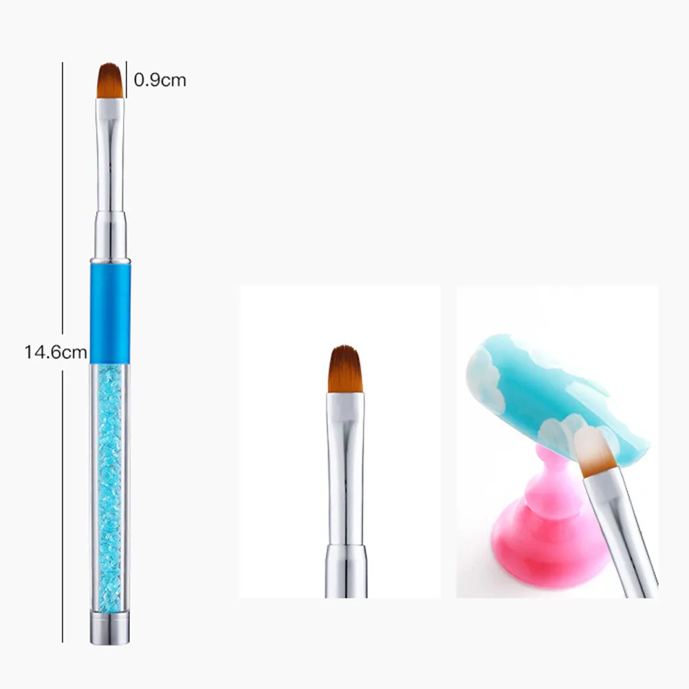 5Pcs Rhinestone Handle Acrylic Nail Art Brushes Lightweight Long Handle Professional Manicure Pens for DIY Home Salon