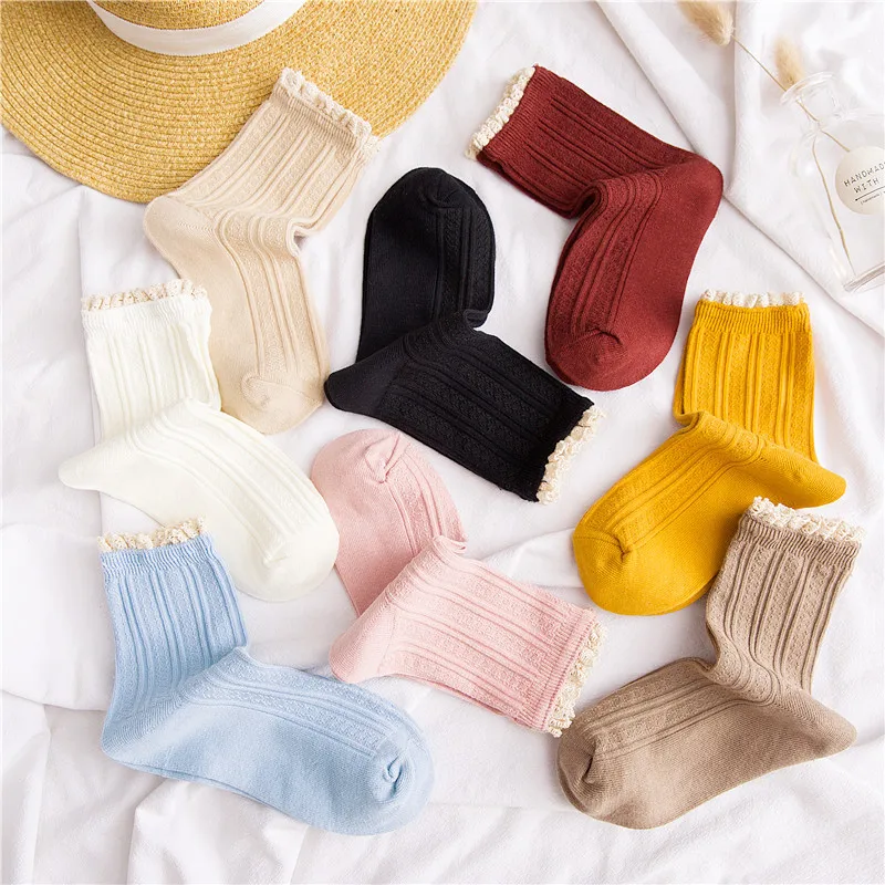 Spring Summer Fashion Lace Frilly Ruffle Socks For Girl Women Cotton Sweet Socks Cotton Students Kawaii Cute Korean Style