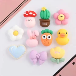 10Pcs Cute Bow Radish Mushroom Duck Shoe Decoration Homemade Resin Accessories For Slippers Decoration Diy Gifts Accessories