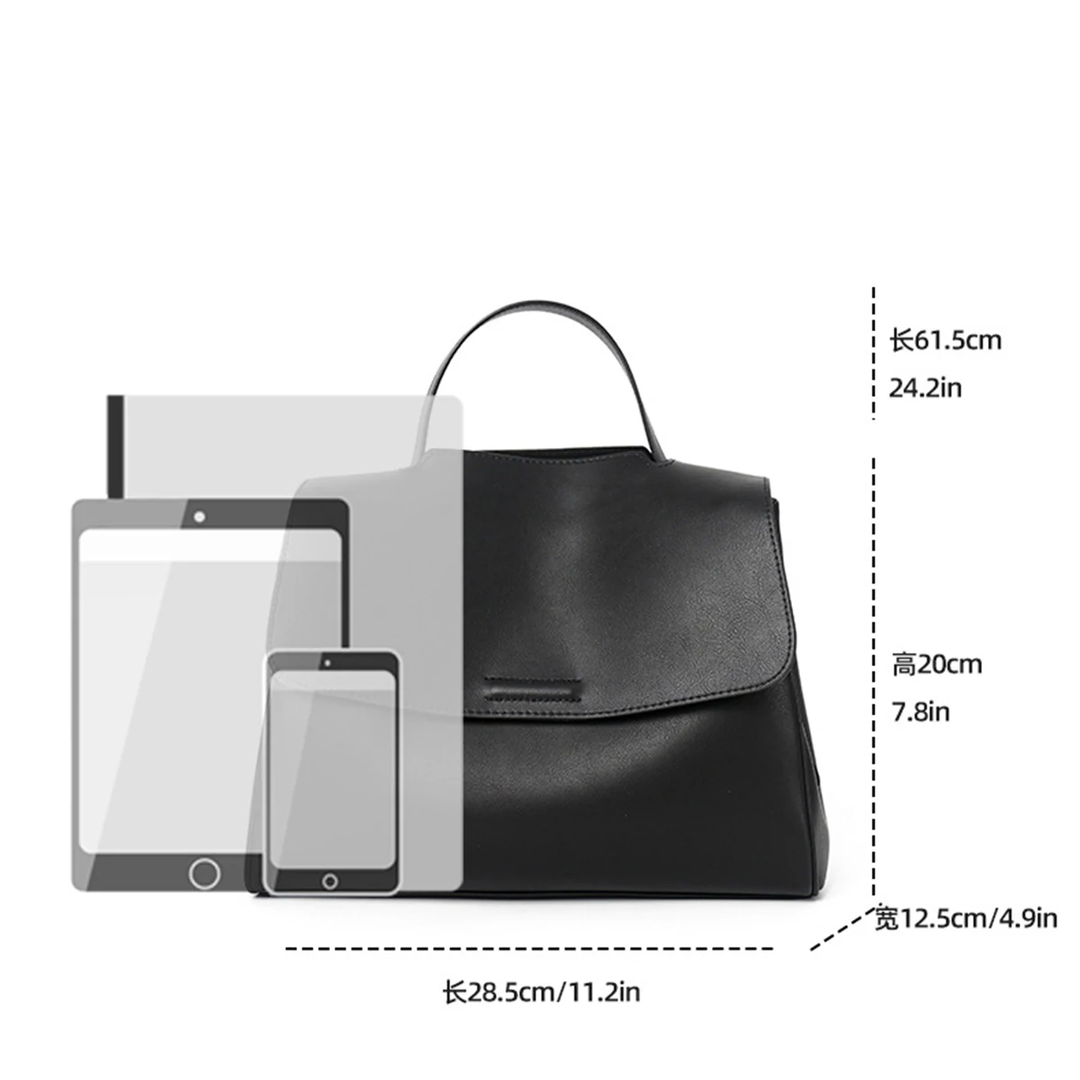 Korean-style Simple Top-grain Cowhide Women Shoulder Bag Fashion Work Commuter Handbag Light Luxury Genuine Leather Ladies Bag