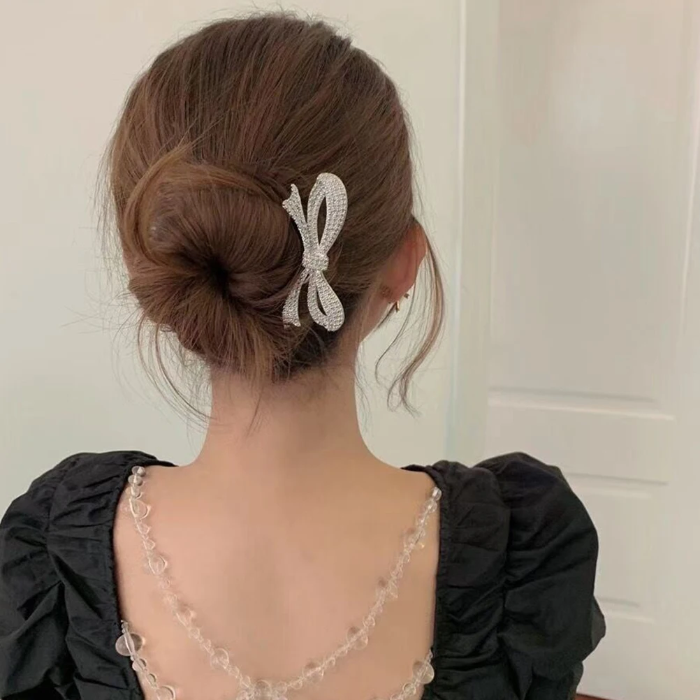 

4pcs Bow Tie Clips Adjustable For Women Wedding Accessories Sticks Braid Tools Bridal Fork Pins U Shape Hairpins Hair