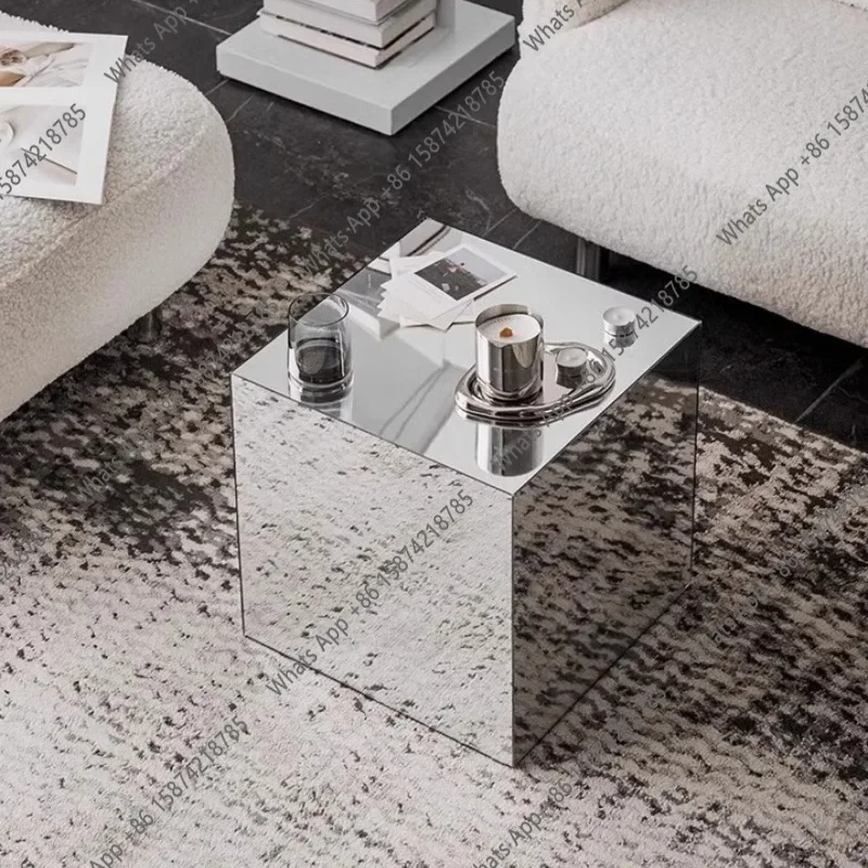 

Зеркало из ПК, акриловый квадратный журнальный столик, простой легкий роскошный прикроватный столик, художественный декоративный орнамент, реквизит для фотосъемки