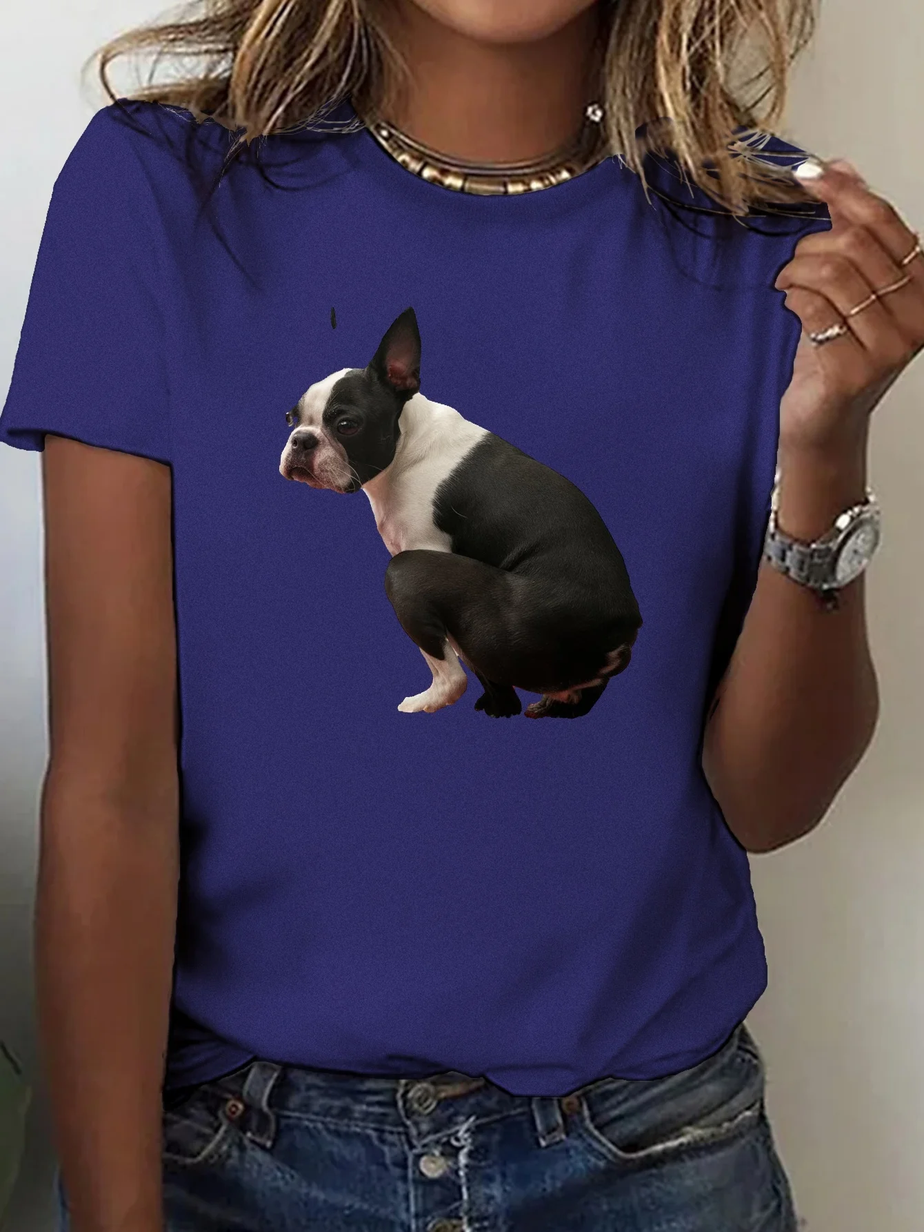 Boston Terrier Rug Cotton Women's T-Shirt Comfortable Fit