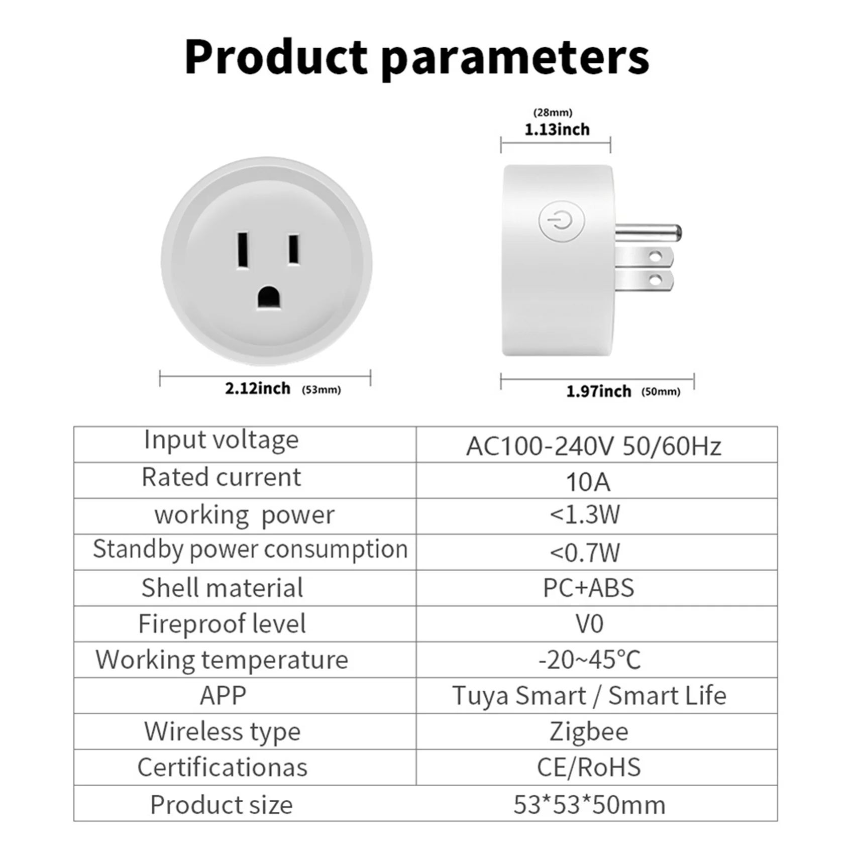 Retail 2X TUYA 10A Smart Plug WIFI Socket With Power Monitor Timing Function Voice Control Works US Plug