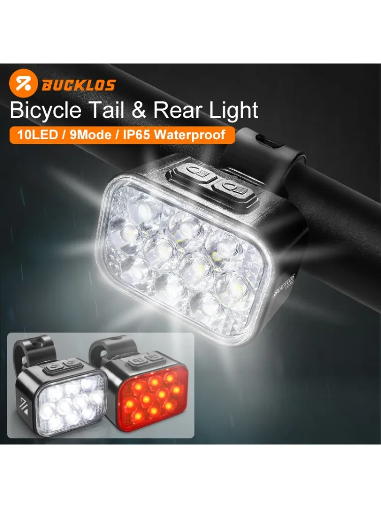 AliExpress BUCKLOS Bicycle Light IP65 Waterproof Bicycle Lamps 10LED MTB Road Bike Rear Lights USB Rechargable Bike Tallight Cycling Parts