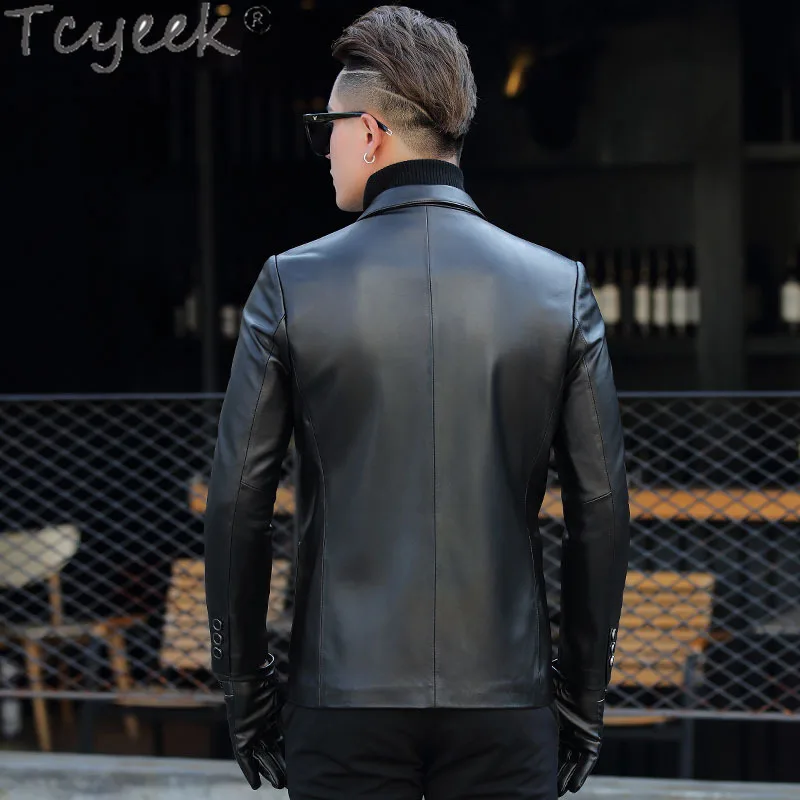 Tcyeek Genuine Leather Man Jackets Casual Leather Jacket Real Sheepskin Coat Men Suit Coat Spring Autumn Clothes Jaqueta Couro