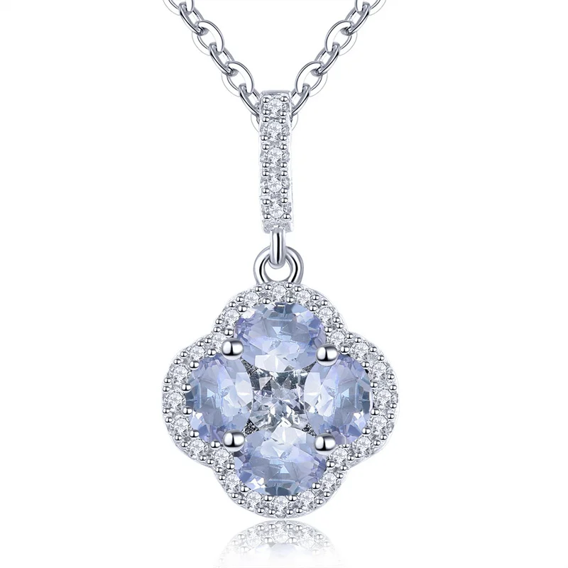 

Genuine 925 Silver Pendant Natural Tanzanite Necklace for Women Fashion Fine Christmas Anniversary Jewelry Gift