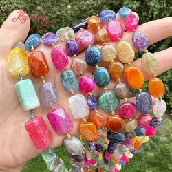 Natural Multicolor Cracked Agate Faceted Stone Beads Loose For DIY Necklace Bracelet Jewelry Making 15Inches