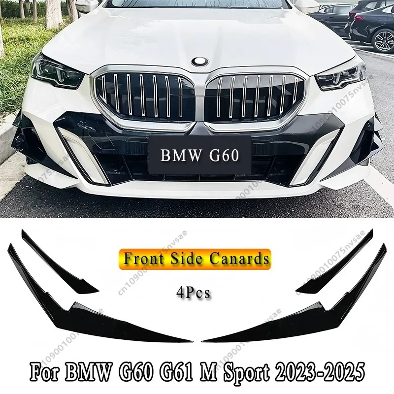 For Bmw 5 G60 G61 M Sport 2023 2024 2025 Car Front Bumper Side Spoiler Splitter Front Bumper Lip Splitter Canards Bodykit Trims