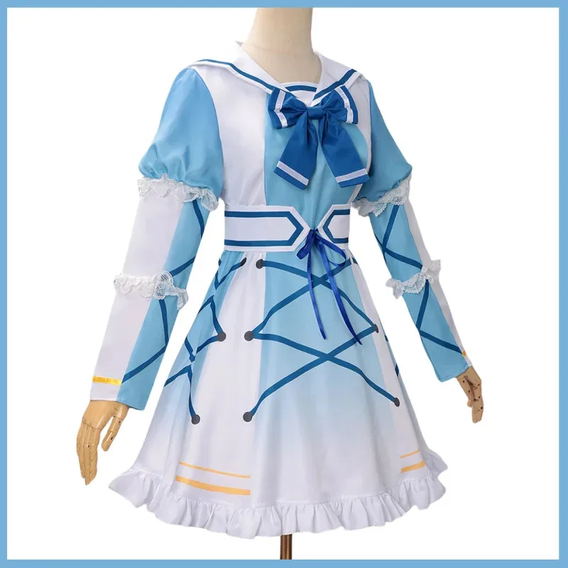Anime Love Live Sunshine Takami Chika Cosplay Costume 100th Anniversary Blue Princess Dress Wig Girl Ball Anime Conference Set